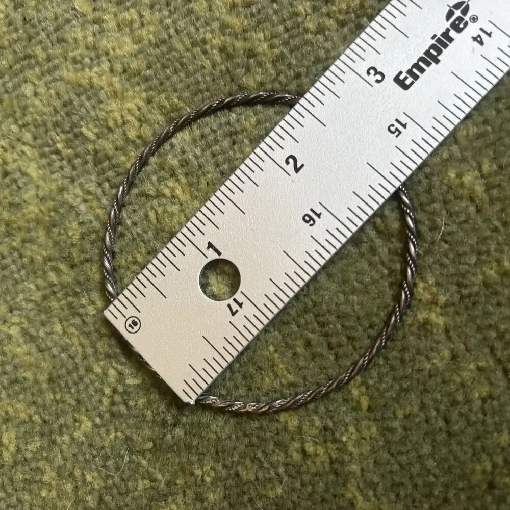 Vintage Sterling Silver 925 Twisted Rope Design Bangle Bracelet Jewelry Retro